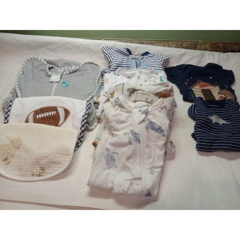 Baby Boy Newborn Bundle Love To Dream Swaddle Carter's Sleepers Bodysuits 9pc